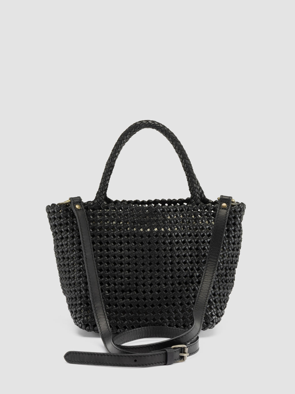 VICKY 001 - Black Leather Handle Bag