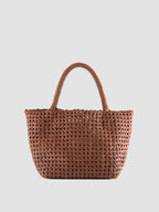 VICKY 001 - Brown Leather Handle Bag