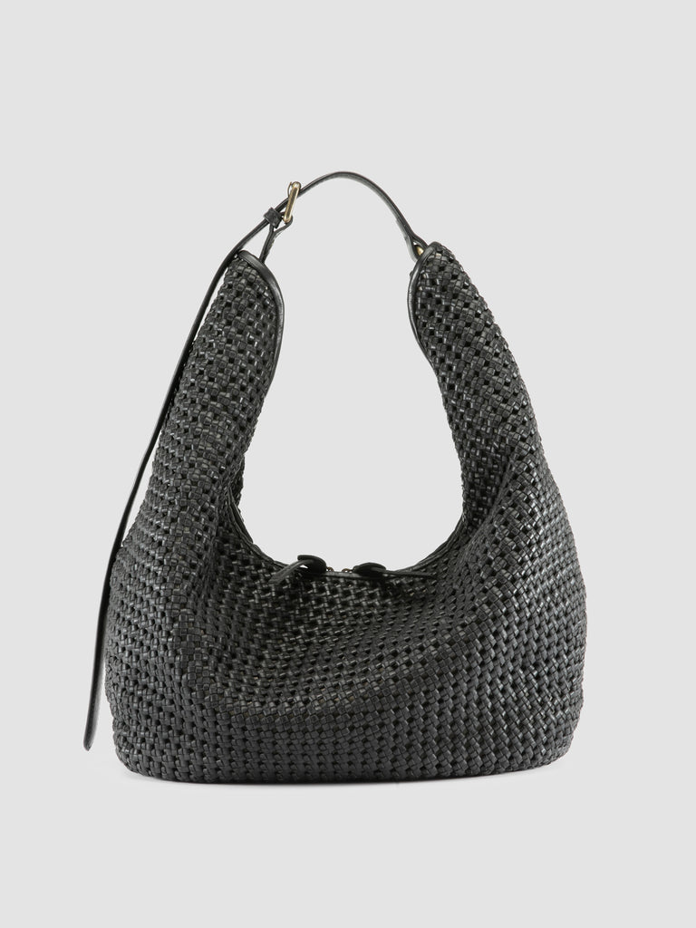 VICKY 002 - Black Leather Shoulder Bag
