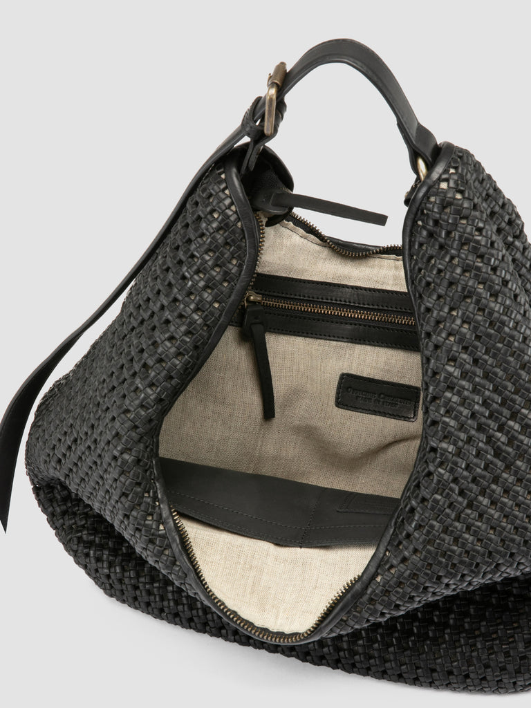 VICKY 002 - Black Leather Shoulder Bag