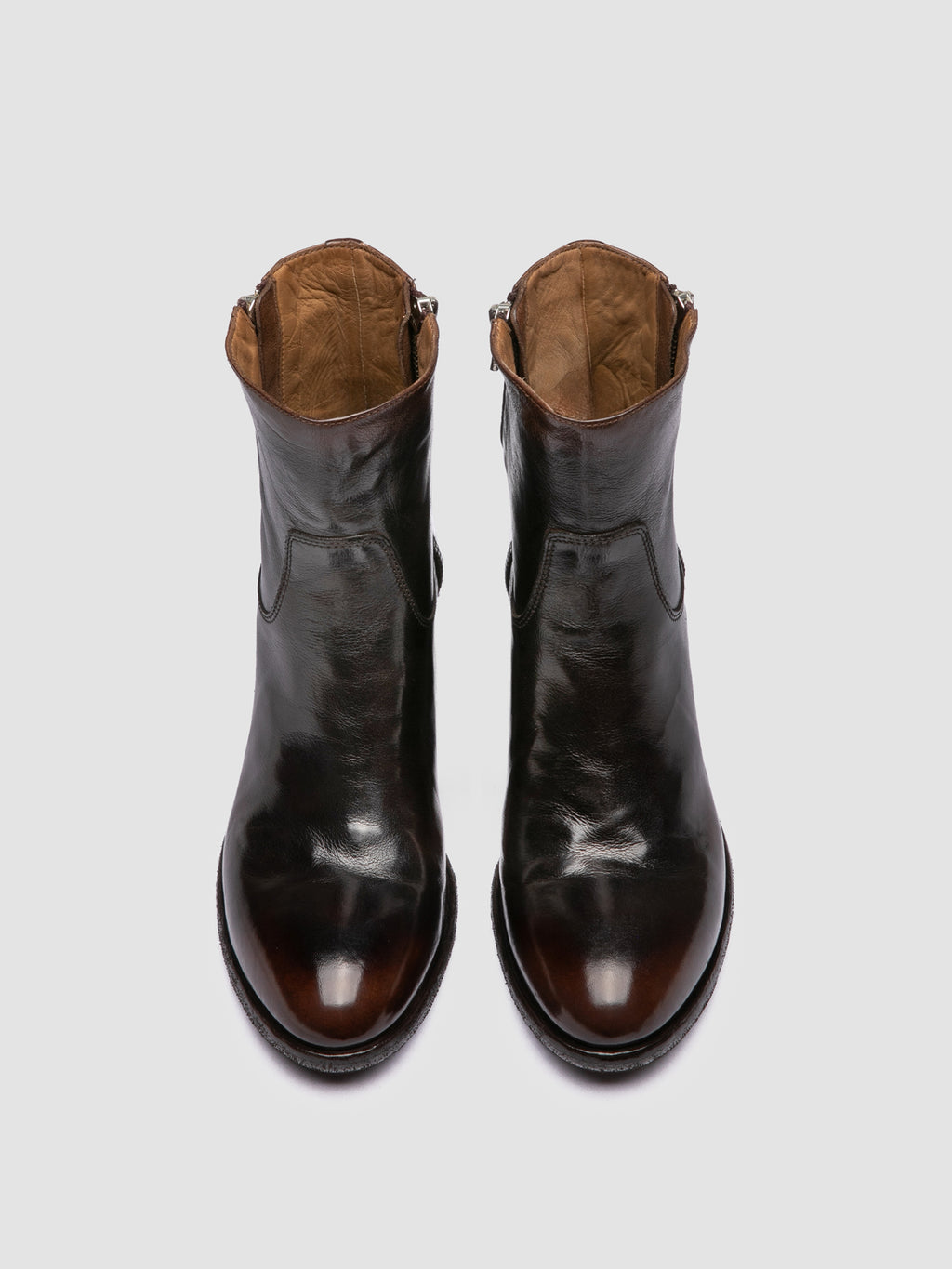 DENNER 129 - Brown Leather Zipped Boots