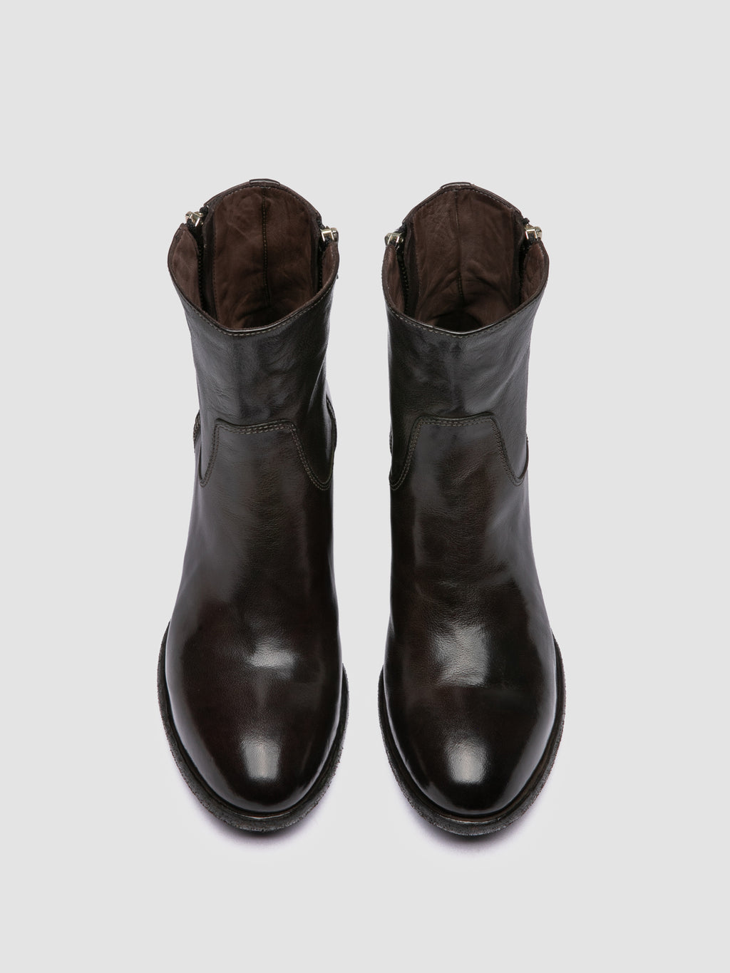 DENNER 129 - Grey Leather Zipped Boots