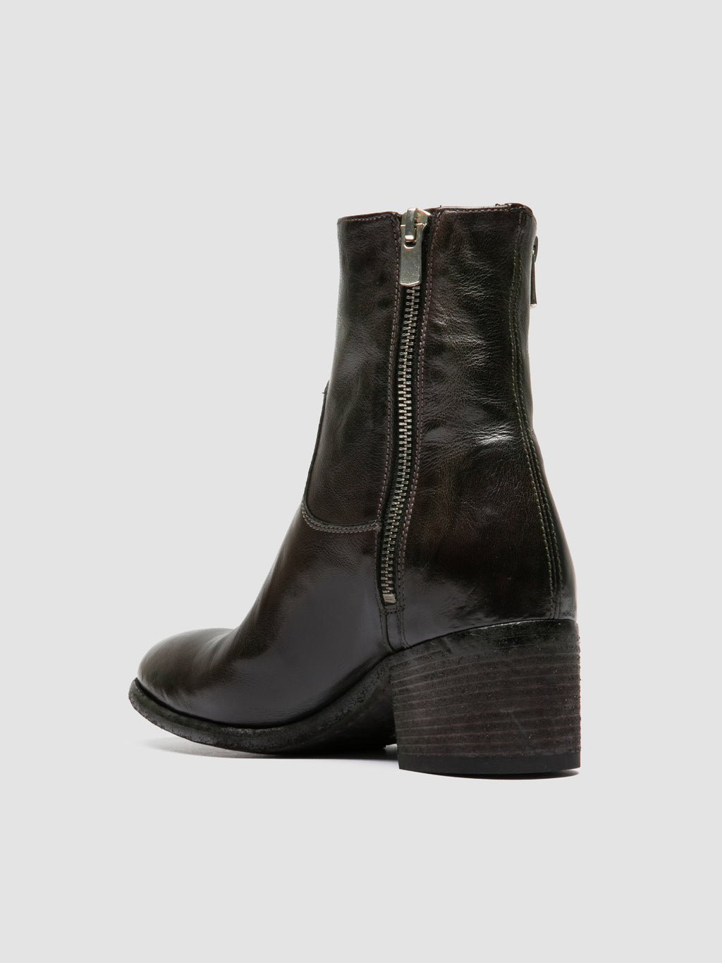 DENNER 129 - Grey Leather Zipped Boots