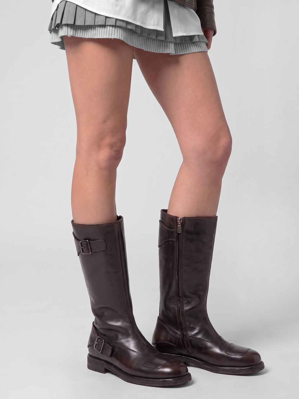EPHYMERAL 004 - Brown Leather Zipped Boots