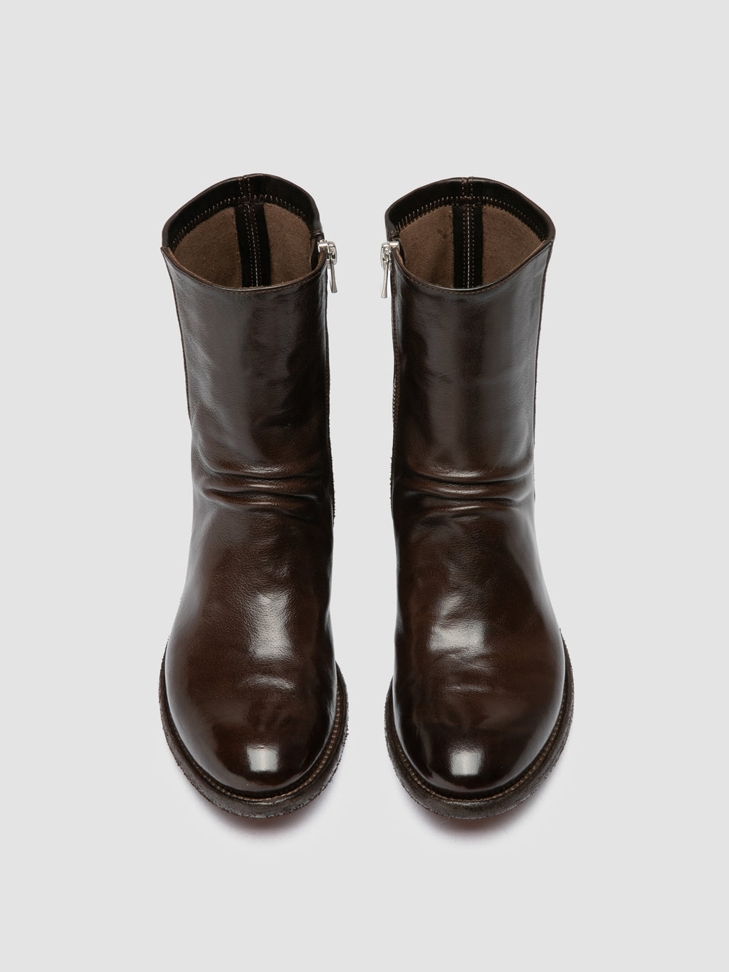 LISON 041 - Brown Leather Zipped Boots