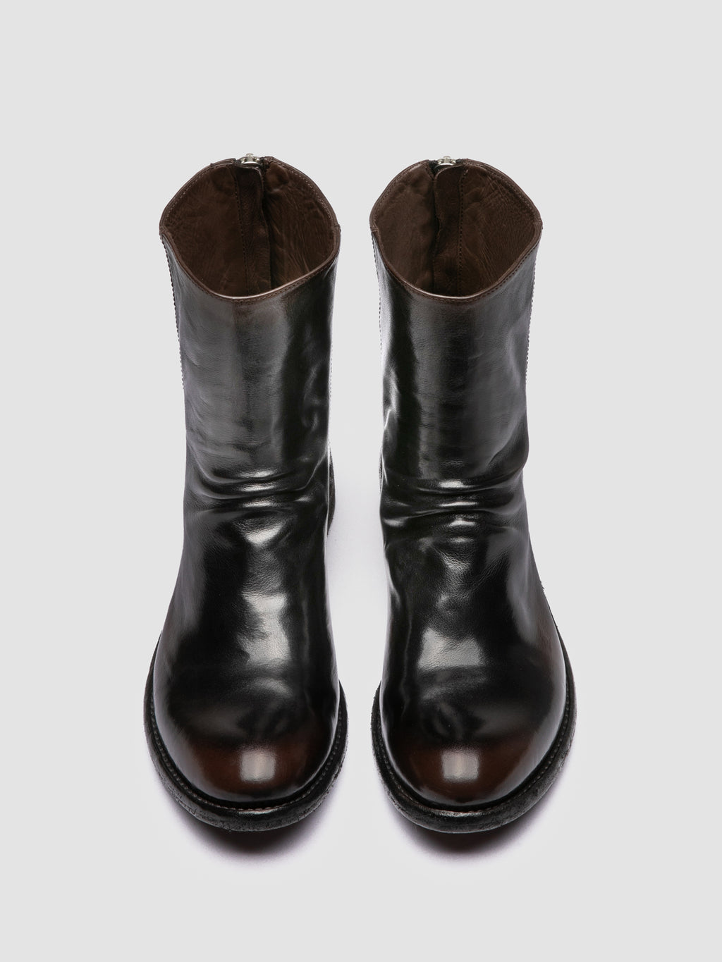 LISON 069 - Black Leather Zip Boots