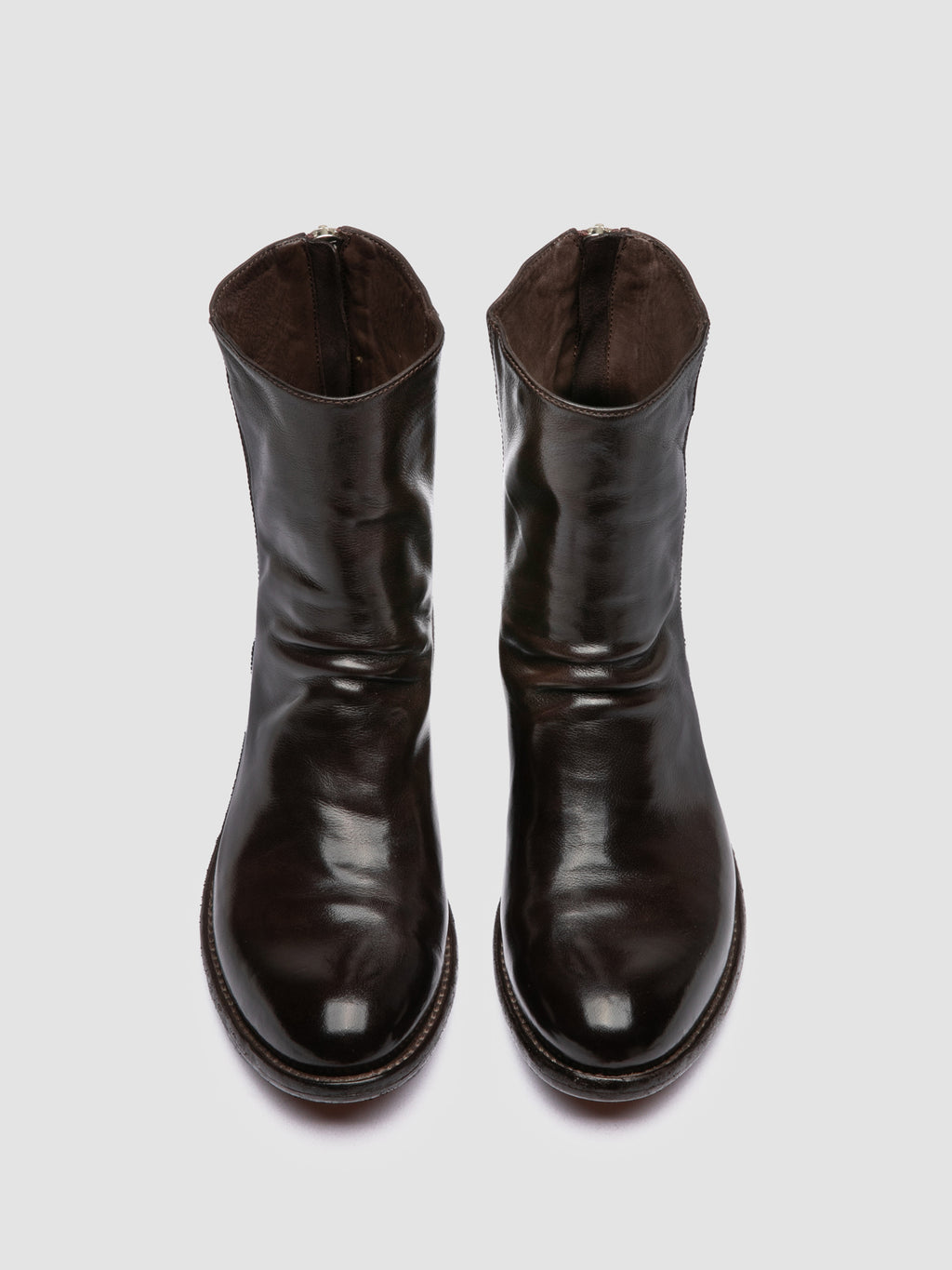 LISON 069 - Brown Leather Zip Boots