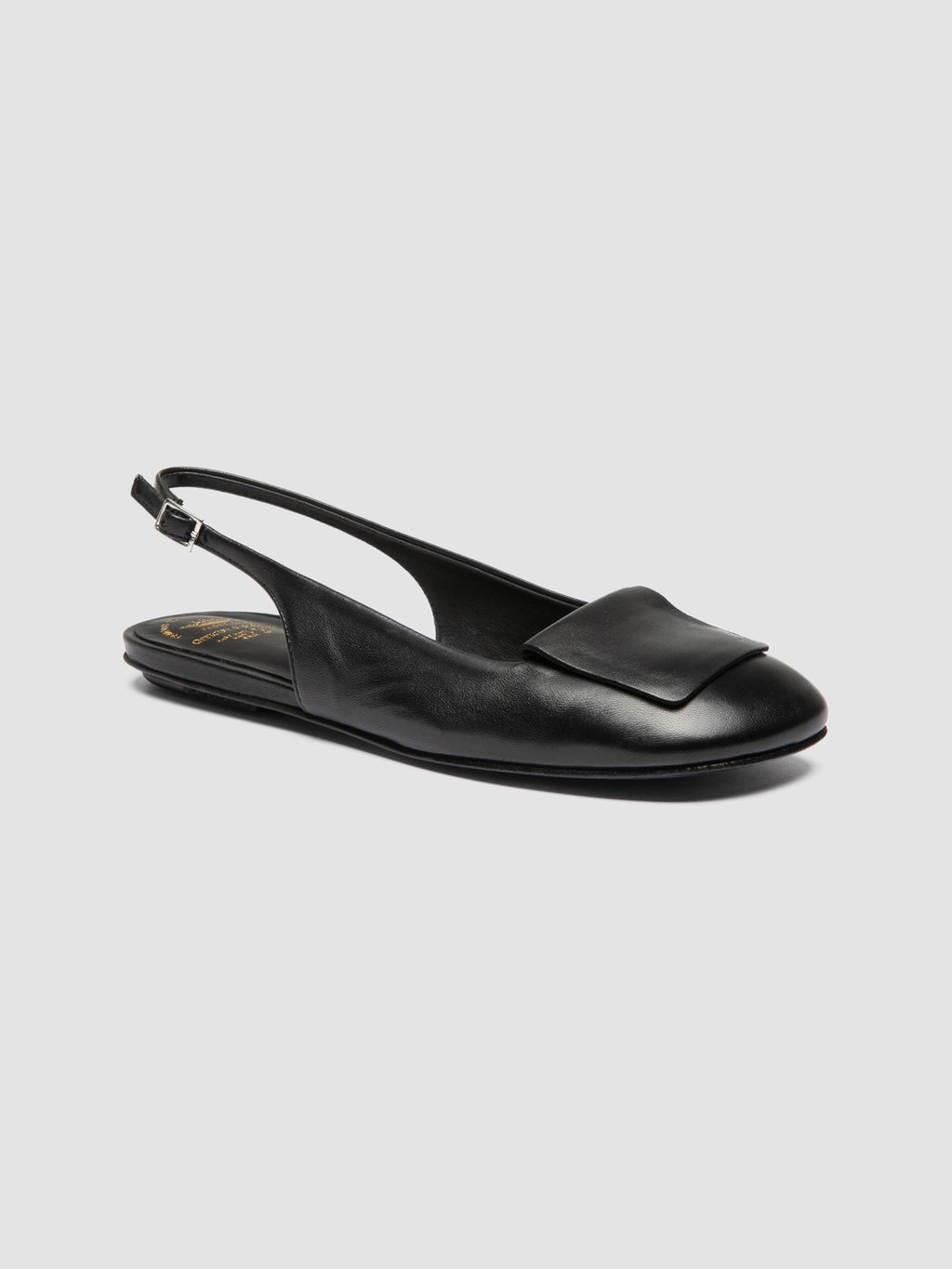 MEREDITH 001 - Black Leather Sling Back Sandals