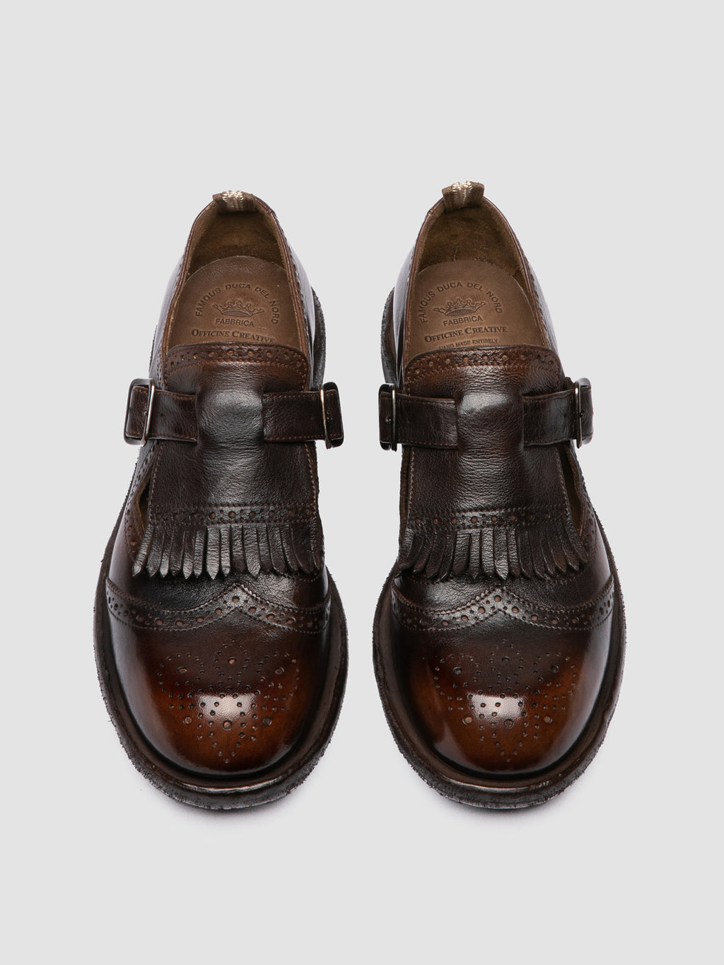 RUGGED 126_W - Brown Leather T-Bar Shoes