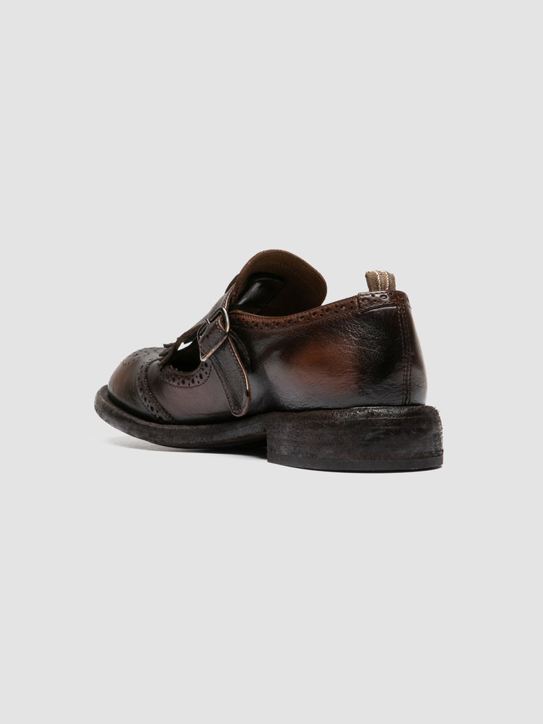 RUGGED 126_W - Brown Leather T-Bar Shoes