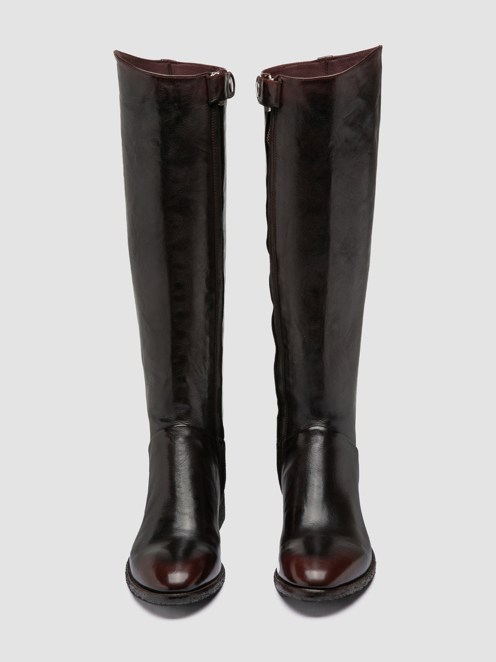 SELINE 039 - Braune Lederstiefel mit Reißverschluss