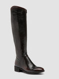 SELINE 039 - Braune Lederstiefel mit Reißverschluss