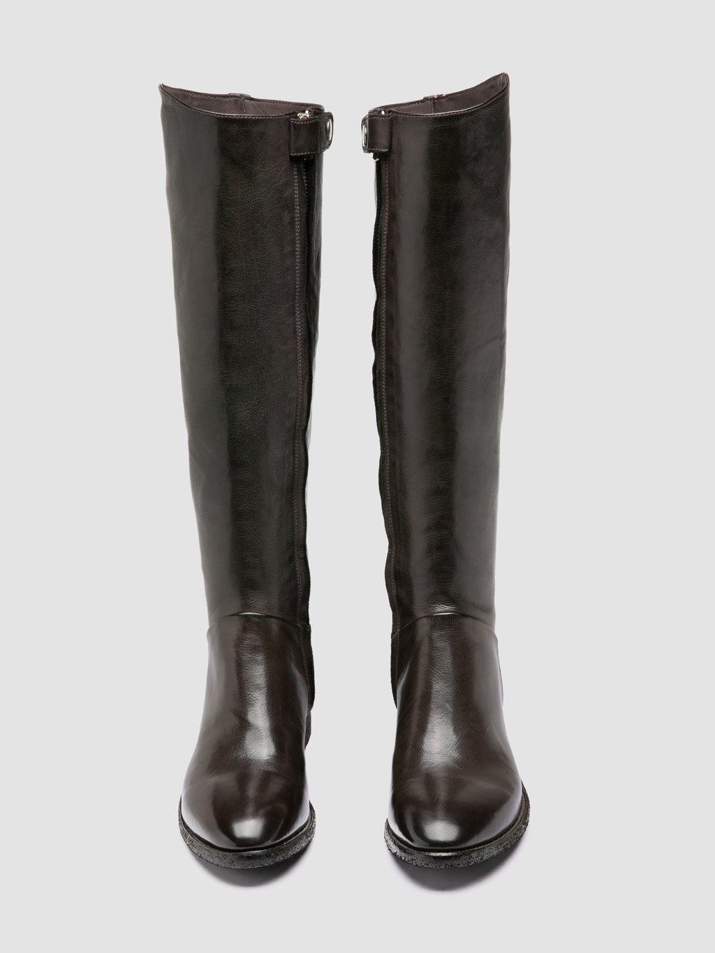 SELINE 039 - Graue Lederstiefel mit Reißverschluss