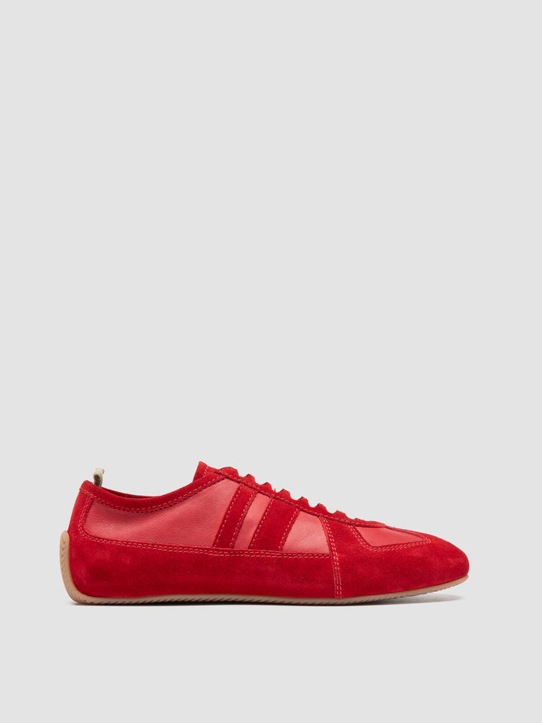 SUBSIDE 102 - Red Leather and Suede Low-Top Sneakers