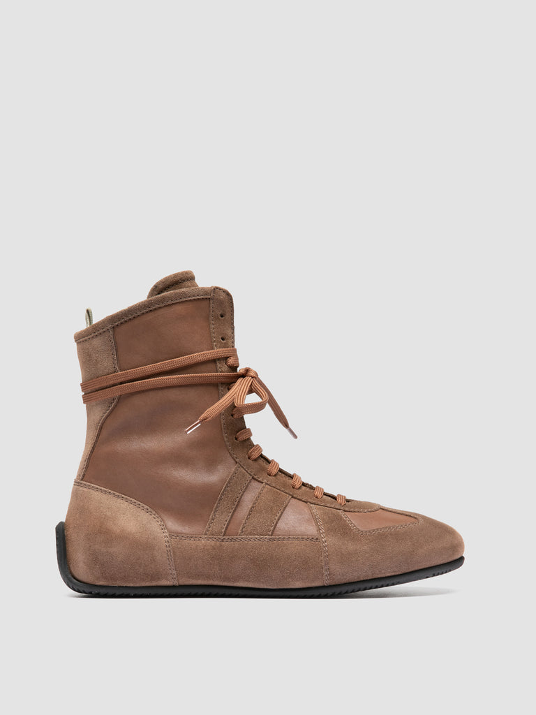 SUBSIDE 105_W - Brown Suede and Leather High Top Sneakers