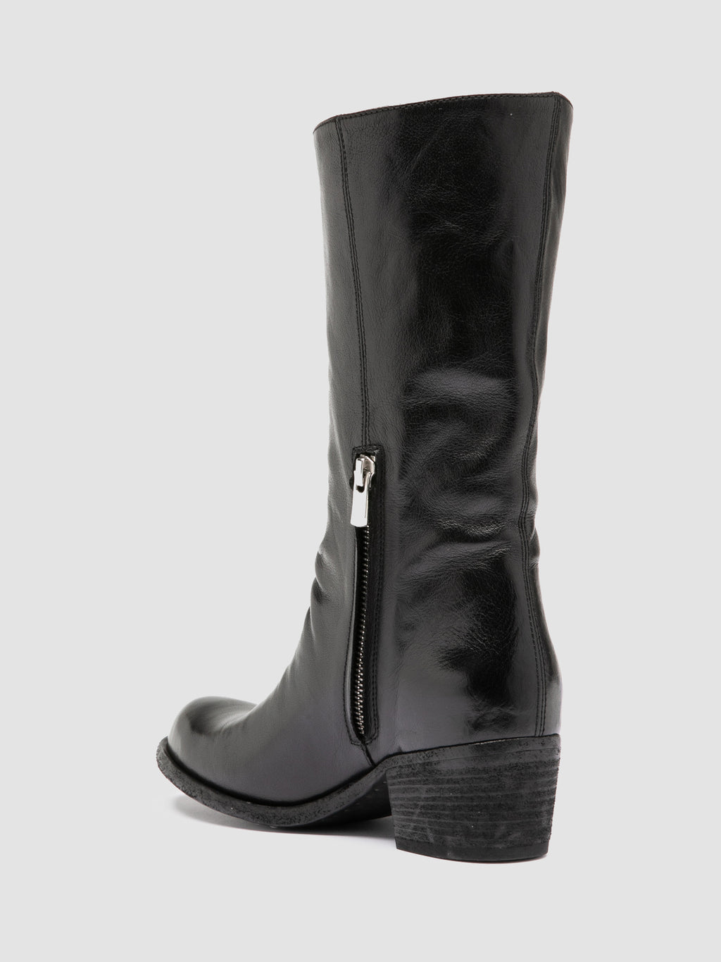WADE 014 - Black leather Zip Boots