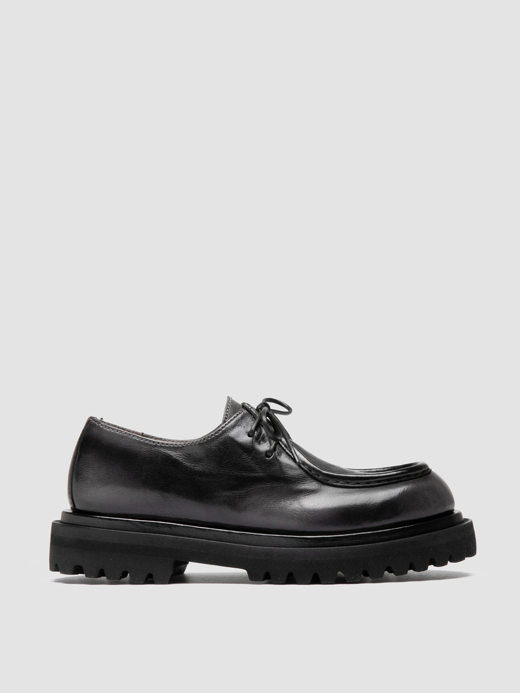 WISAL DD 125 - Black Leather Derby Shoes