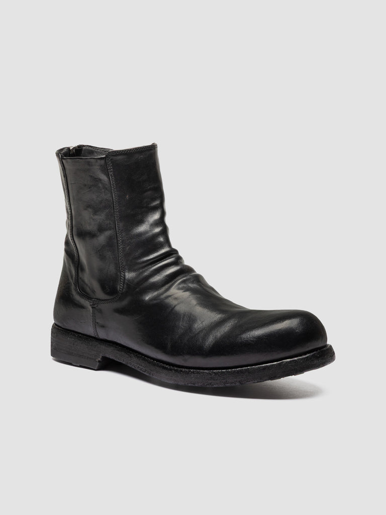 BULLA DD 104 - Schwarze Lederstiefel mit Reißverschluss
