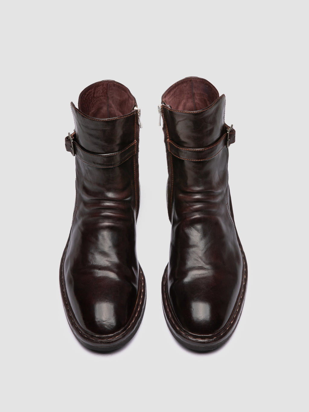 CONCEPT 003 - Burgunderrote Lederstiefel mit Reißverschluss