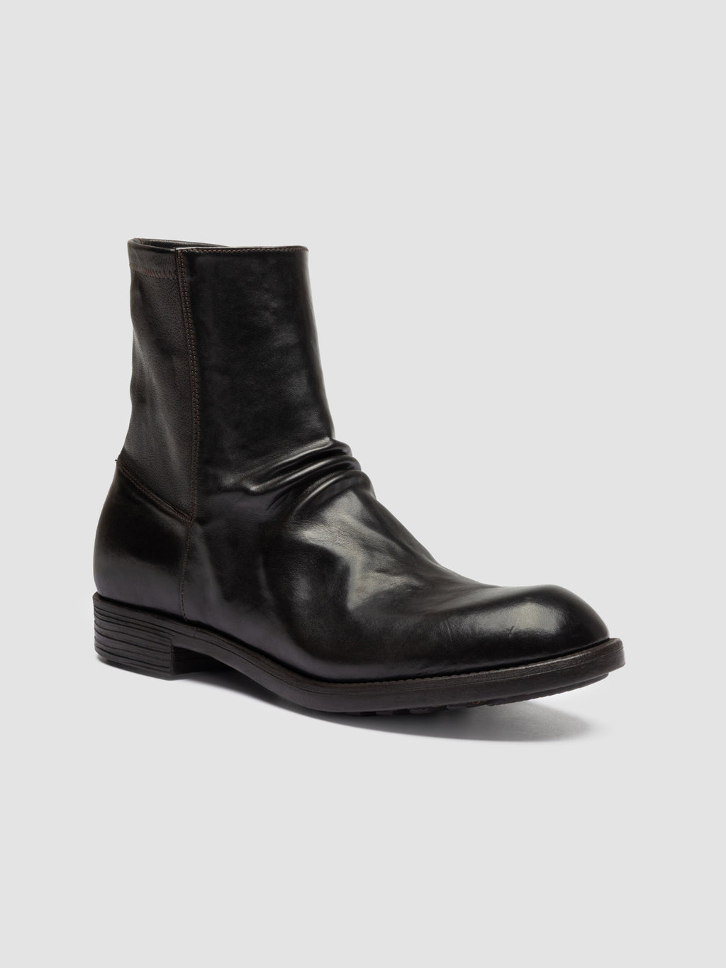 DIARY 015 - Brown Stretch Leather Zipped Boots