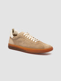 GINNASIO 001 - Beige Leather and Suede Sneakers
