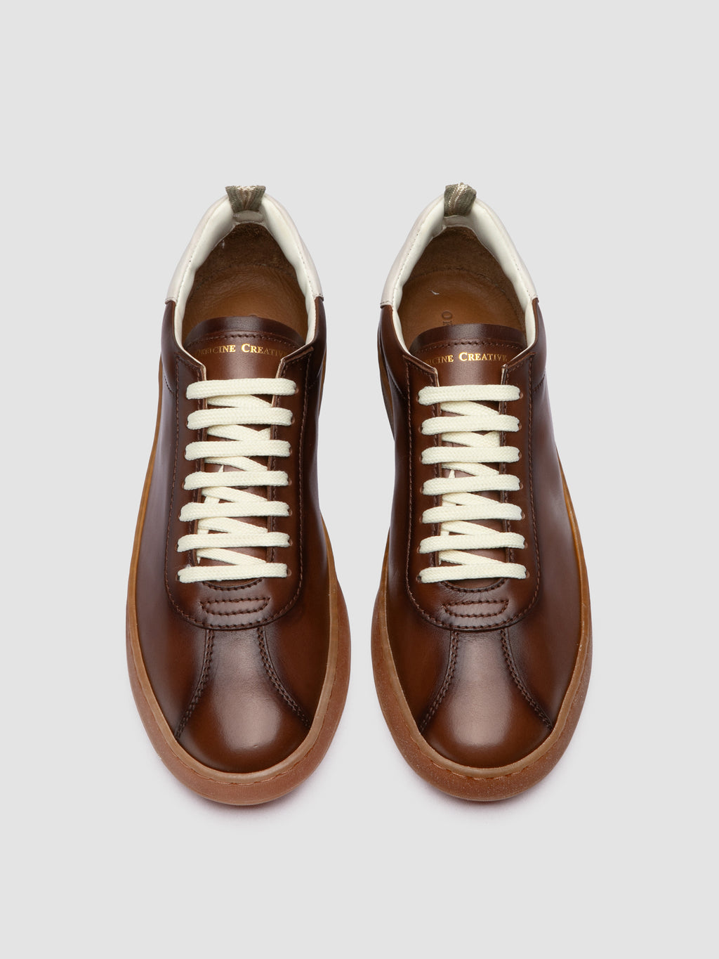 GINNASIO 003 - Braune Low-Top-Sneaker aus Leder - image OCUGINN003BUN24B549400 - 2