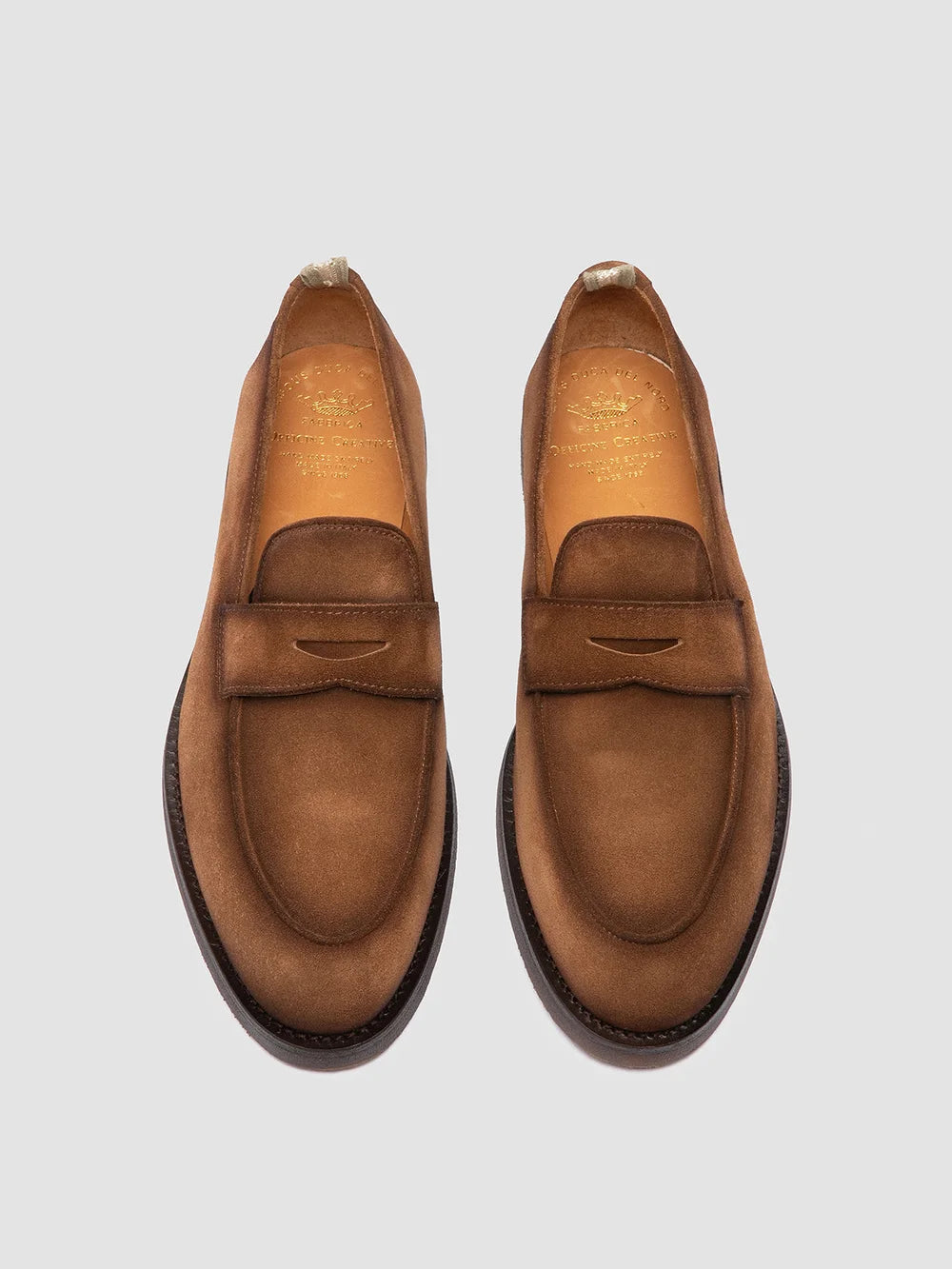Mens Blue Suede Penny Loafers: OPERA FLEXI 101 Officine Creative - 2