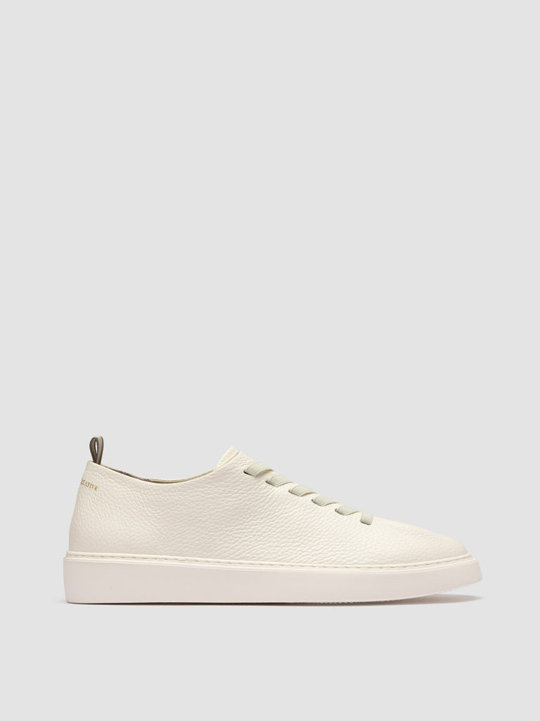 PLUMA 001 - White Leather Low-Top Sneakers