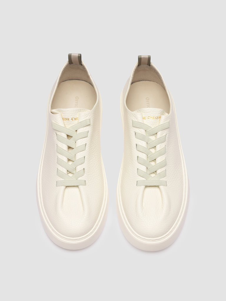 PLUMA 001 - White Leather Low-Top Sneakers