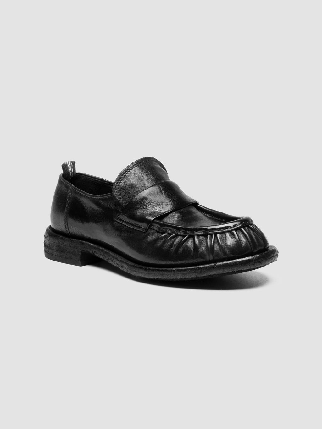 RUGGED 123_W - Schwarze Penny-Loafer aus Leder