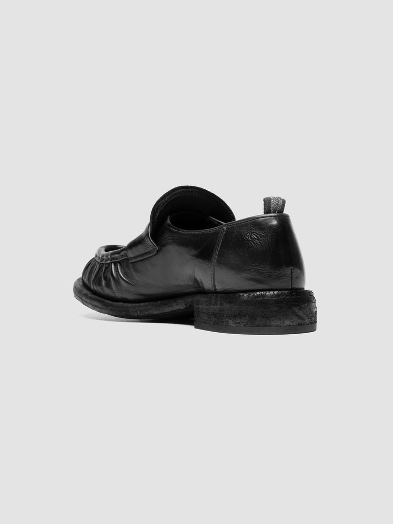 RUGGED 123_W - Black Leather Penny Loafers