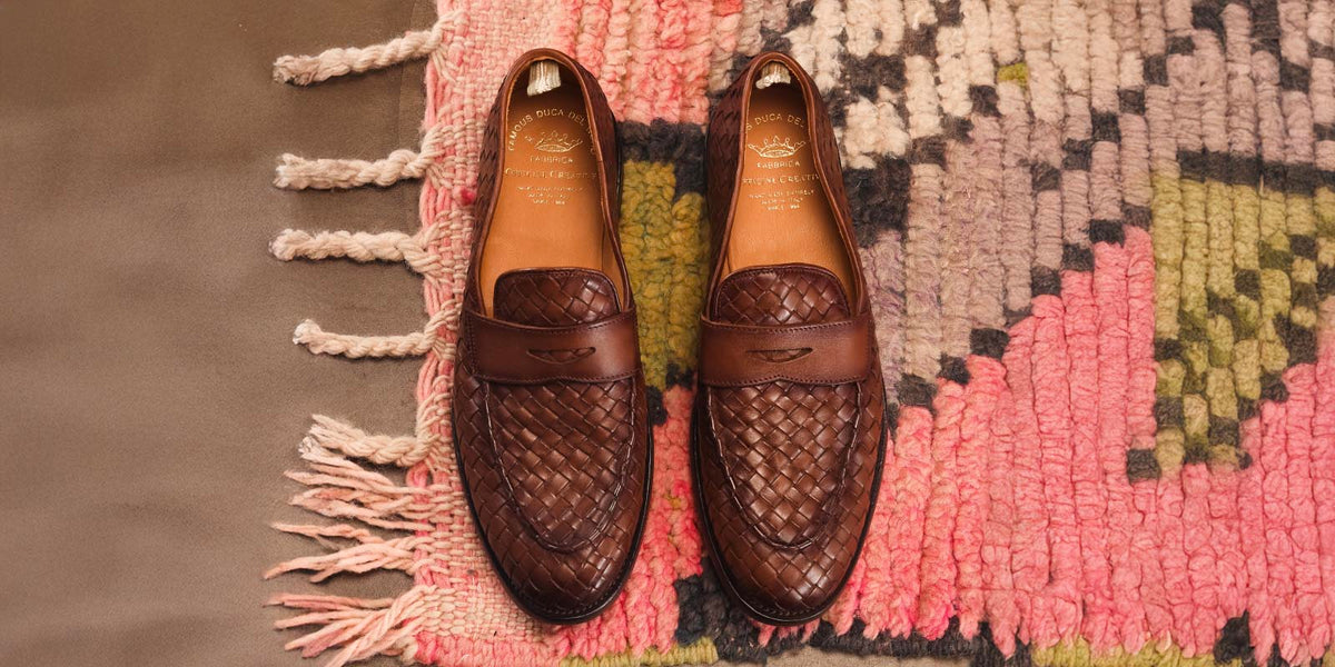 OFFICINE CREATIVE - Brown woven leather loafers