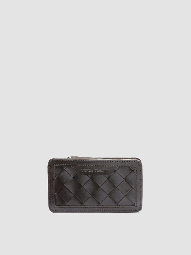 BERGE’ 103 - Brown Woven Leather Card Holder